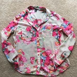 Forever 21 Floral Button Down Blouse